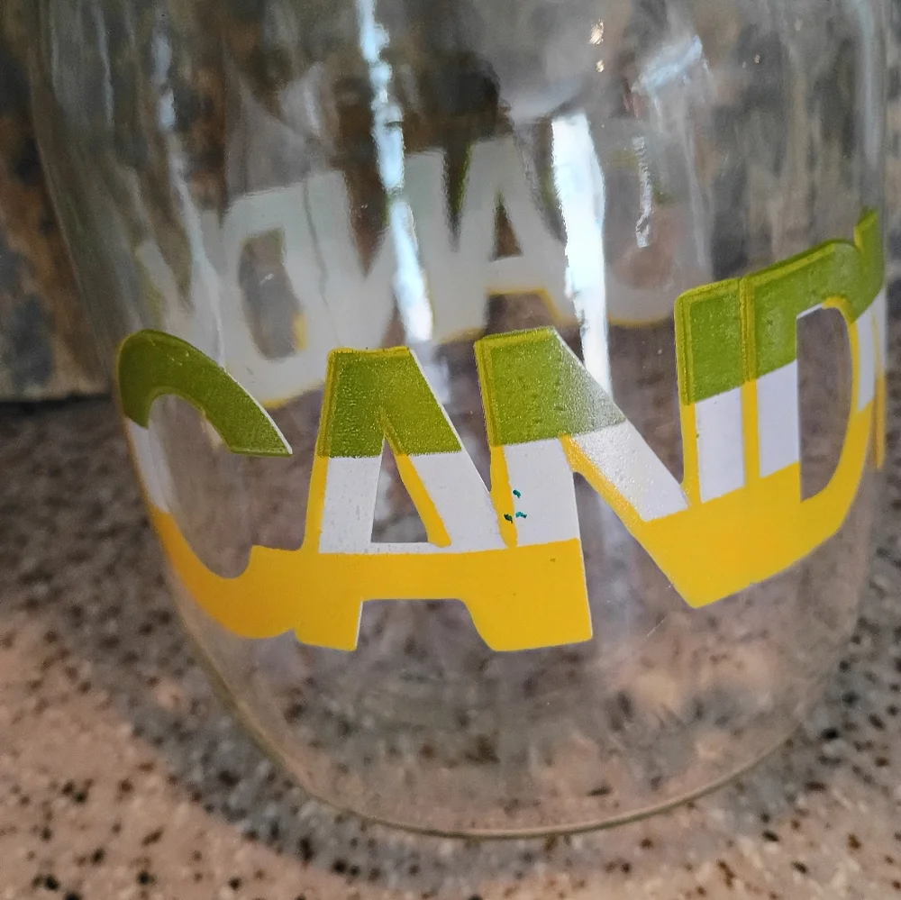 Carlton Glass USA Candy Jar With Plastic Lid Vintage